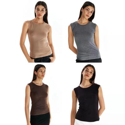 A DoOr 4色弹力打底基础无袖背心上衣薄款百搭可叠穿Berry针织