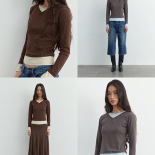 打底衫 假两件基础长袖 舒适弹力 Camila 百搭圆领T恤 春季 DoOr