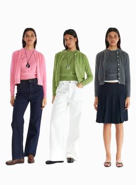 A DoOr 3色羊毛开衫外套针织衫薄款Diana圆领复古修身