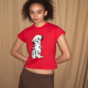 DoOr 小狗红色纯棉T恤短袖 Sarah 印花休闲夏款