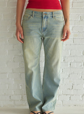 A DoOr 基础经典锥形牛仔裤中低腰 Linda 黄蓝色复古做旧水洗