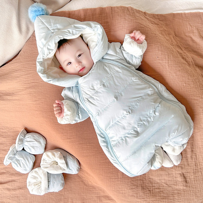 Rzye婴儿连体羽绒服新生儿婴幼儿冬天装外出抱衣男女宝宝衣服爬服