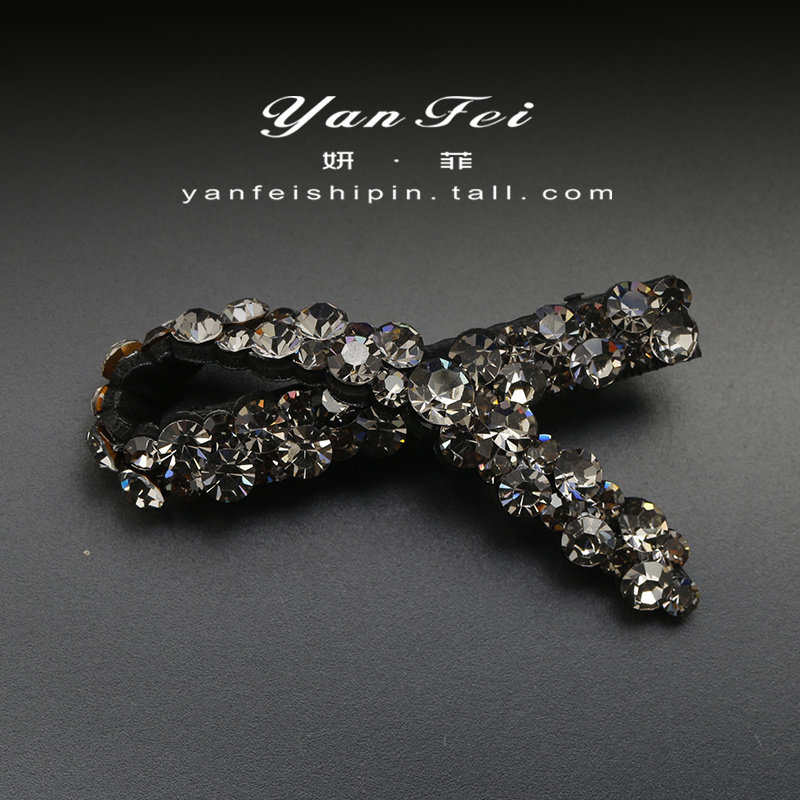 妍菲鸭嘴夹韩版水钻边夹发卡气质淑女头饰刘海夹子发饰发夹