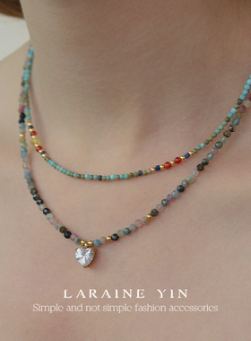 LARAINE YIN原创设计串珠项链新中式绿色叠戴锁骨链夏度假