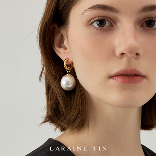 LARAINE YIN简约高级感超大颗珍珠耳环可拆卸轻奢ins小众耳饰