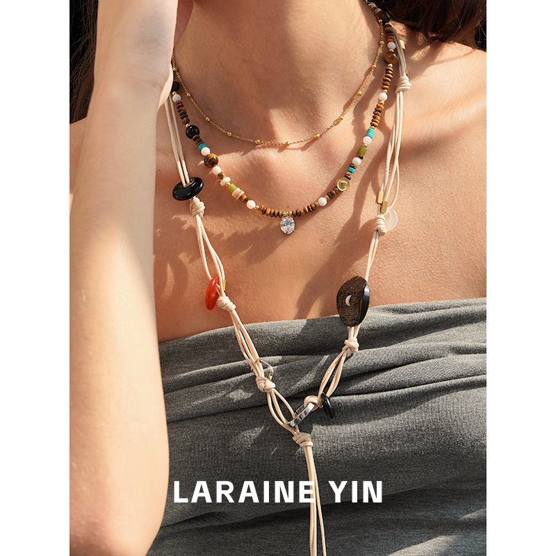 复古多元素编织腰链项链长款小众设计感毛衣链一款多戴时尚配饰