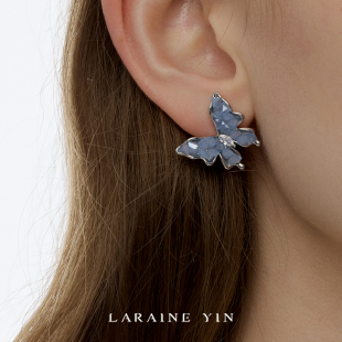 LARAINE YIN高级感小众设计蝴蝶闪钻耳环高品质轻奢水晶耳饰夏天