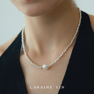 YIN施家强光珍珠碎银子项链重工小众轻奢手链纯银锁骨链 LARAINE