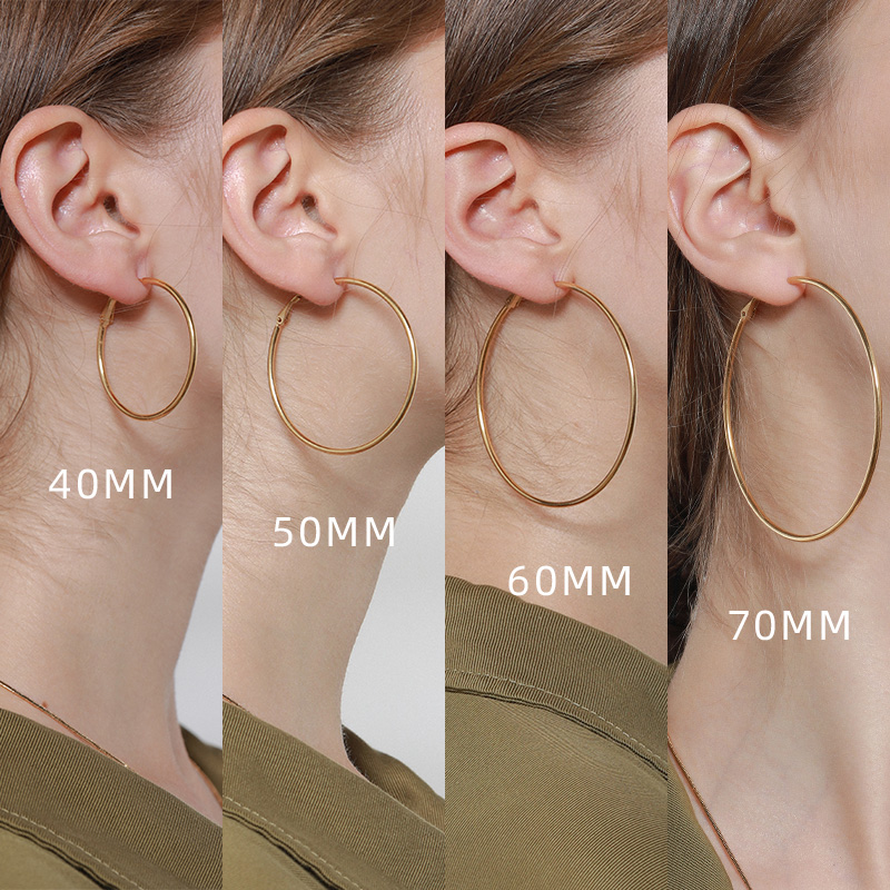 欧美夸张钛钢基础耳圈女