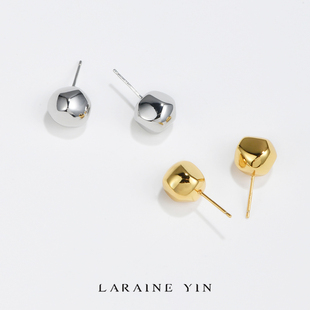 YIN简约设计几何切面金属小耳钉小众耳环冷淡风 LARAINE