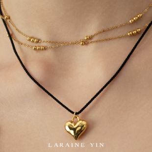 LARAINE YIN小众设计感甜酷爱心项链叠戴高级简约百搭珠珠锁骨链