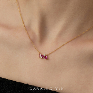 YIN欧美轻奢火龙果色闪钻项链简约个性 LARAINE 甜美气质锁骨链