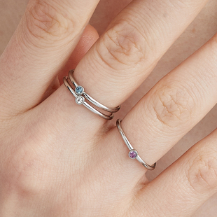 LARAINE YIN简约闪钻钛钢戒指多层可叠戴指环