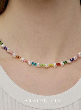 LARAINE YIN彩色多巴胺珠子巴洛克淡水珍珠项链高级感夏度假风