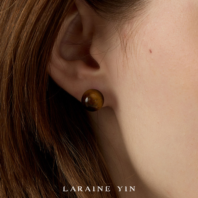 LARAINE YIN欧美复古气质虎眼石圆球耳钉时尚小众高级美拉德耳环,饰品/流行首饰/时尚饰品新,耳环,淘宝优惠券,粉丝福利购,淘宝优惠卷