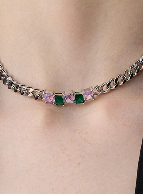 LARAINE YIN欧美银色粗链闪钻项链轻奢小众设计手链2026年新款