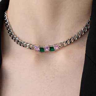 LARAINE YIN欧美银色粗链闪钻项链轻奢小众设计手链2025年新款