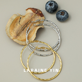 LARAINE YIN欧美小众金属风耳圈女百搭耳环S925银针圈圈耳饰素圈