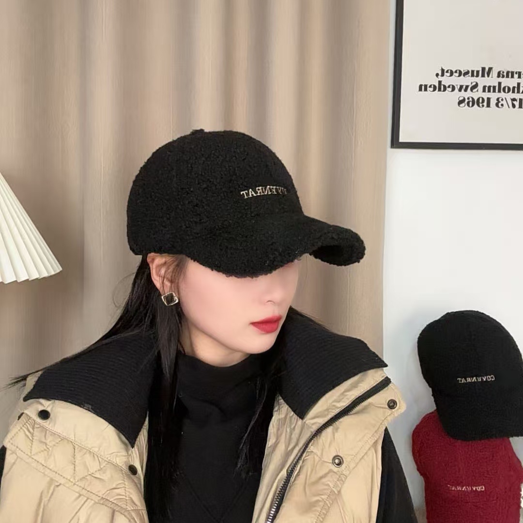 倾心帽饰优选帽子女士秋冬新款羊羔绒棒球帽加绒保暖显脸小鸭舌帽