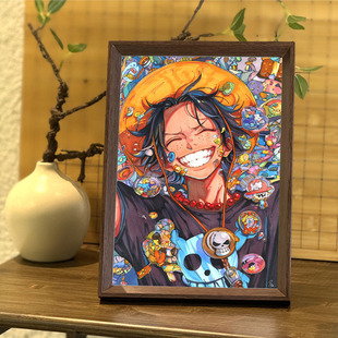2元攒艾斯海贼王周边手绘复刻挂画框创意相框卧室摆台