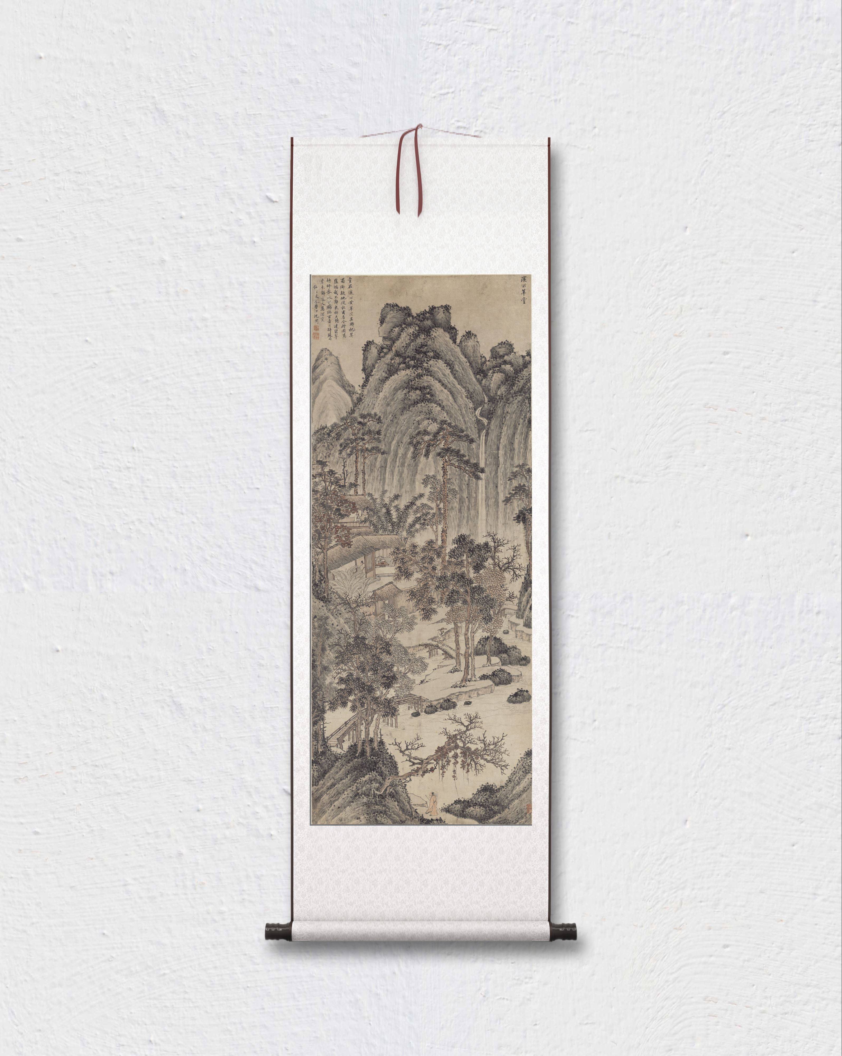 沈周 瀼西草堂图 国画立轴 美术学院 临摹学习 纸本绢布 微喷复制