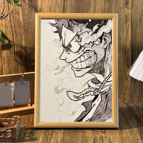 海贼王路飞四挡素描风桌面相框