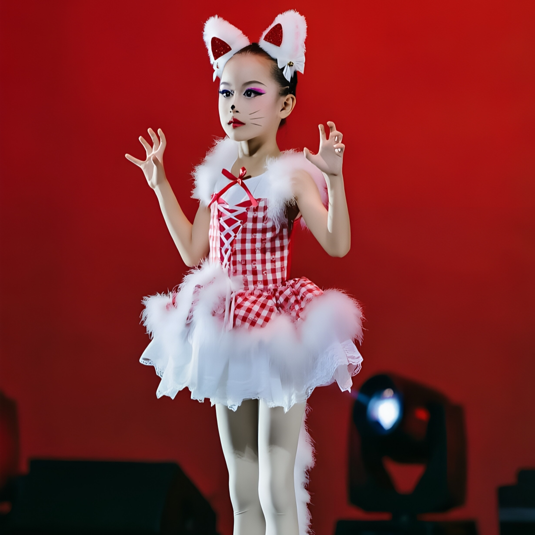 六一儿童动物表演服幼儿园猫咪演出服女童玩具猫舞蹈芭蕾蓬蓬裙