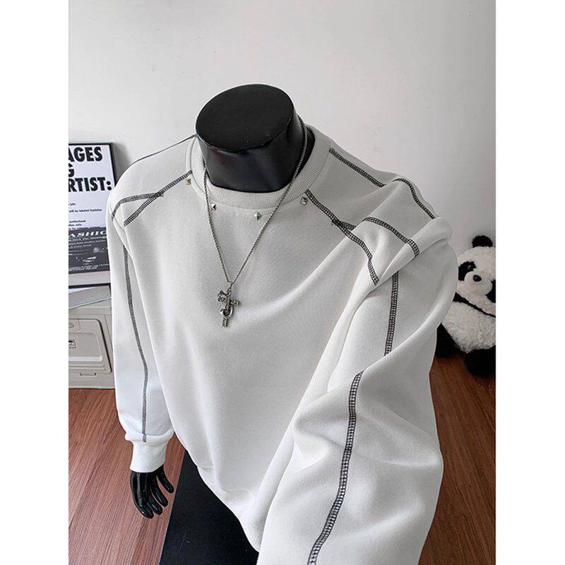 美式铆钉外套解构宽松衣服痞帅高级感圆领重磅卫衣男潮流春秋潮牌