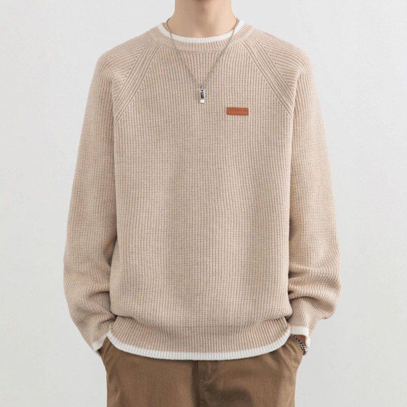 青少年毛衣纯色高级感男款打底衫针织衫冬季加厚男毛线衣圆领保暖