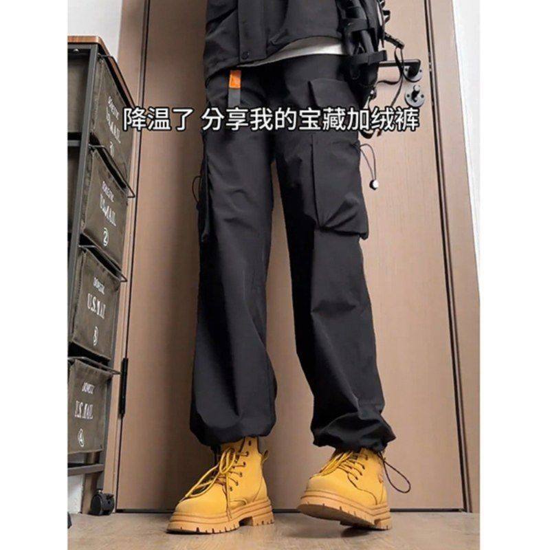 搭配冲锋裤工装裤加绒马丁靴风伞兵秋冬裤子美式大黄款配男的机能