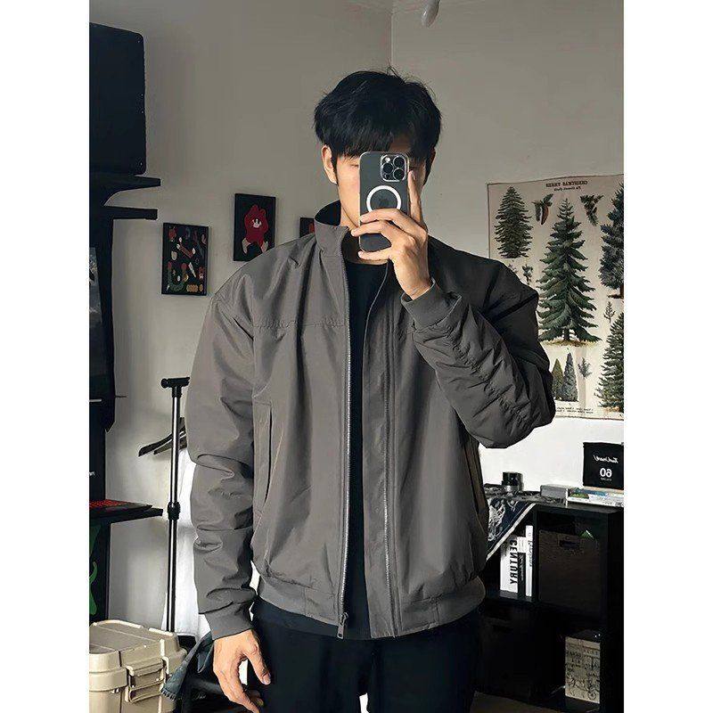 服潮美式男款痞帅棒球春秋季外套教练高级感飞行夹克立领短款三防