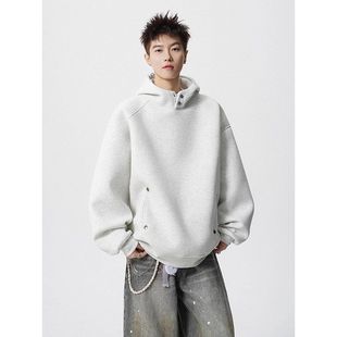 加厚百搭连帽潮牌潮纯色重磅男美式帽衫卫衣学院风宽松秋冬季保暖