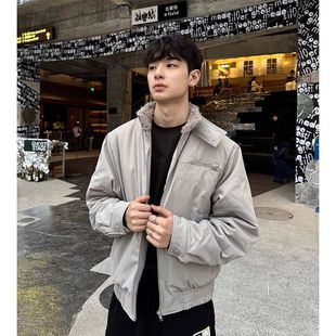 bomber男冬毛领哈灵顿夹克棉服美式高街防寒保暖棉衣加绒外套加厚