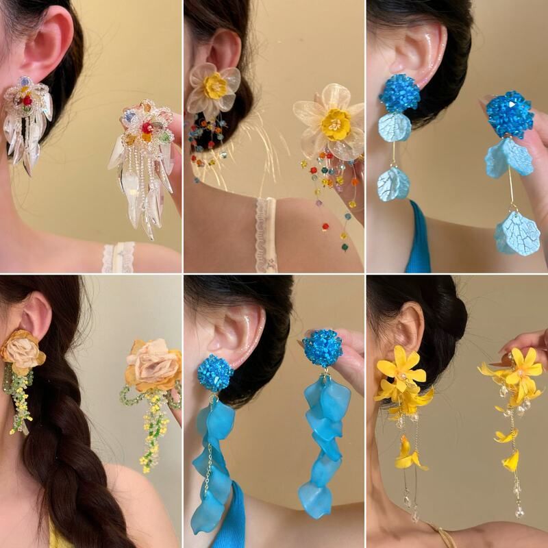 彩色女花朵甜美度假风编织手工