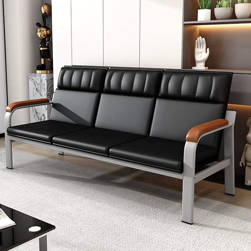 办公沙发三人位茶几组合铁艺简易简约小型办公室商务会客接待排椅