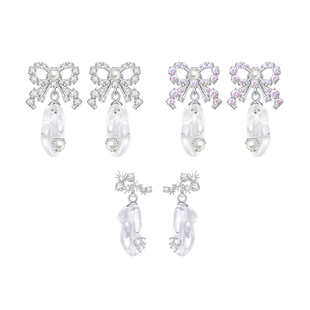 TOGGLER mini系列 迷你星光蝴蝶结灰姑娘水晶鞋镶钻珍珠耳钉耳环