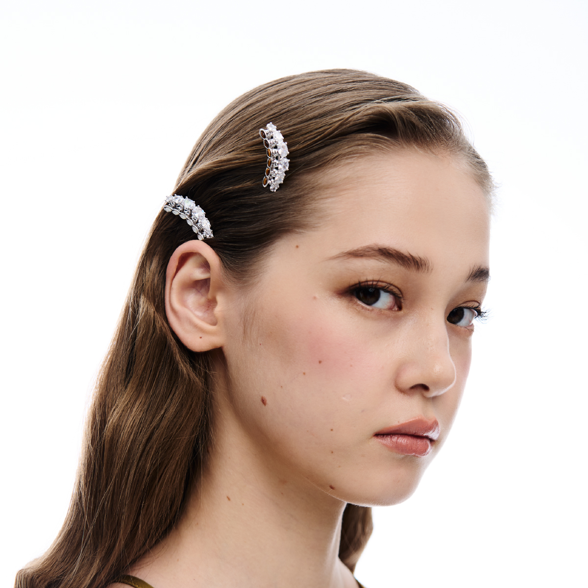 TOGGLER弧度镶钻度假风碎发边夹