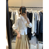 TITISHOP秋上新简约日常通勤短款 绑带设计衬衫