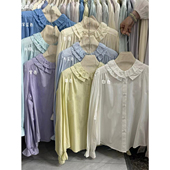 TITISHOP26年早春韩系双层荷叶边木耳边设计感衬衫