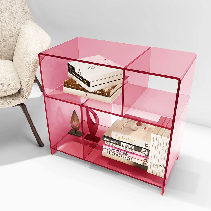 轻奢亚克力置物架落地矮书架多层手办收纳架沙发边粉色储物柜定制,住宅家具,搁板/置物架/家用陈列架,淘宝优惠券,粉丝福利购,淘宝优惠卷
