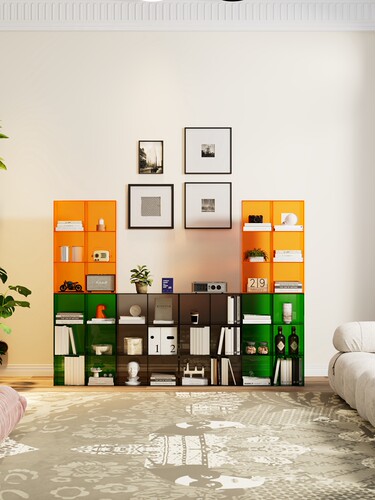 现代简约彩色亚克力多层儿童绘本收纳架自由组合客厅卧室收纳书架