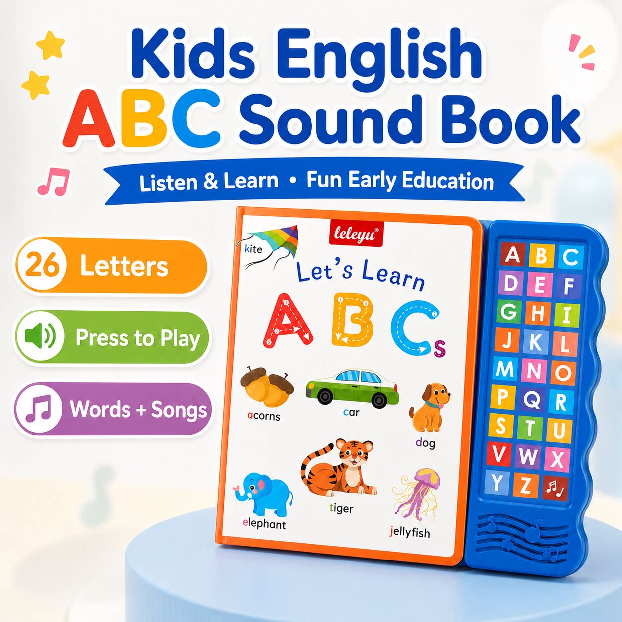 纯英文早教点读发声书ABC字母书