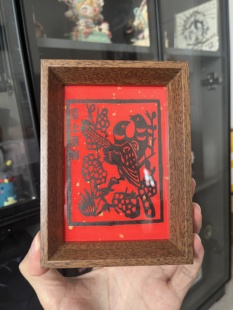 云南非遗白族甲马相框摆件文创创意画作招财-手工木刻版画-添福礼