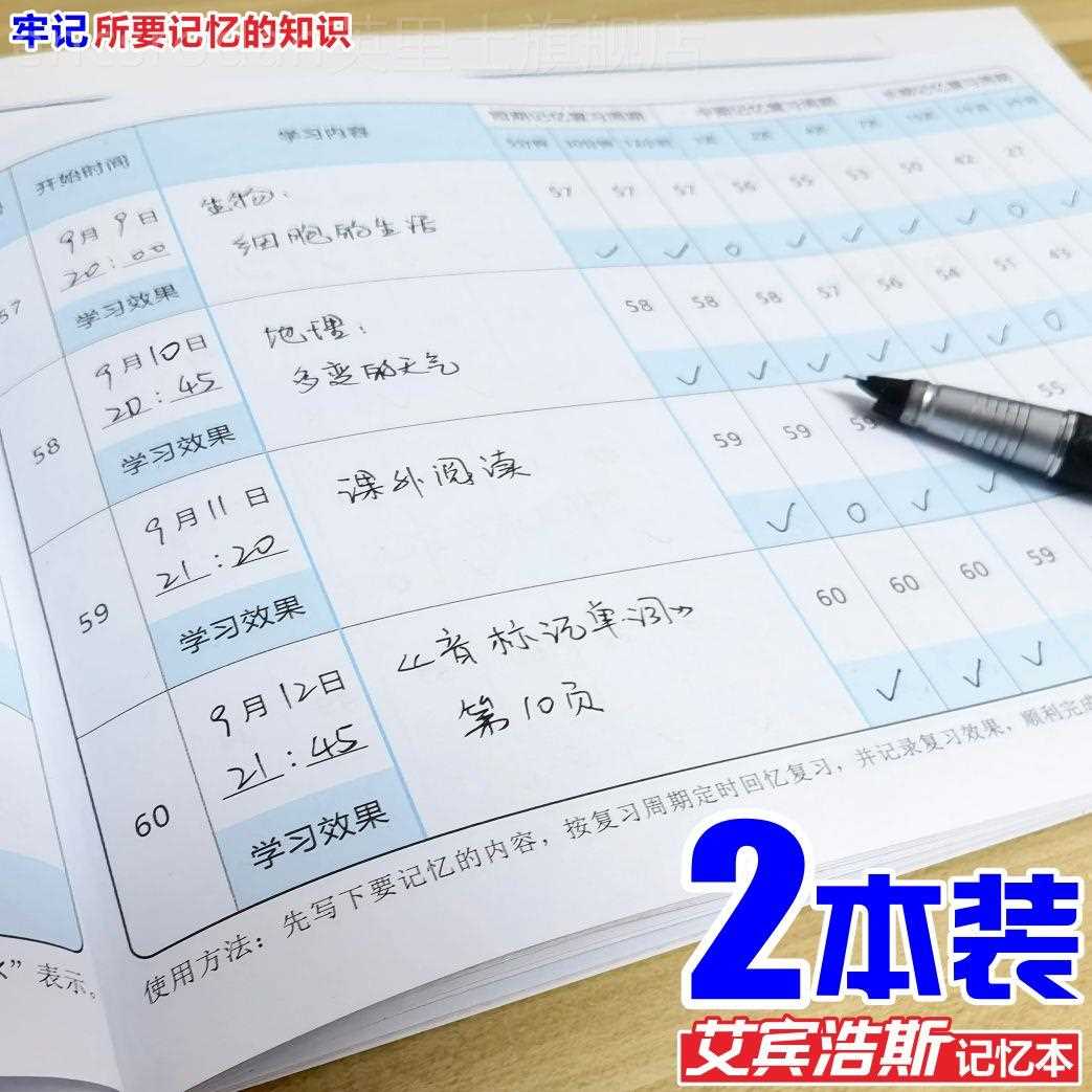 艾宾浩斯遗忘曲线本复习计划本考研笔记本学习表格单词小学生中学