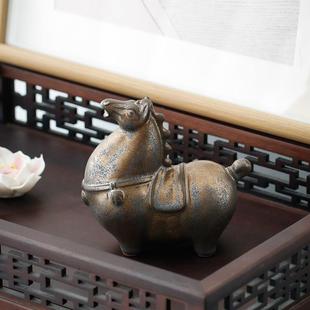 养茶玩复古唐马茶可宠摆陶瓷马到成功茶盘件台家居生肖马茶FDS装