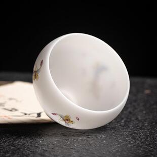 羊脂玉素烧白瓷主人杯单茶杯品杯功夫具陶瓷茗单茶003杯女家用个