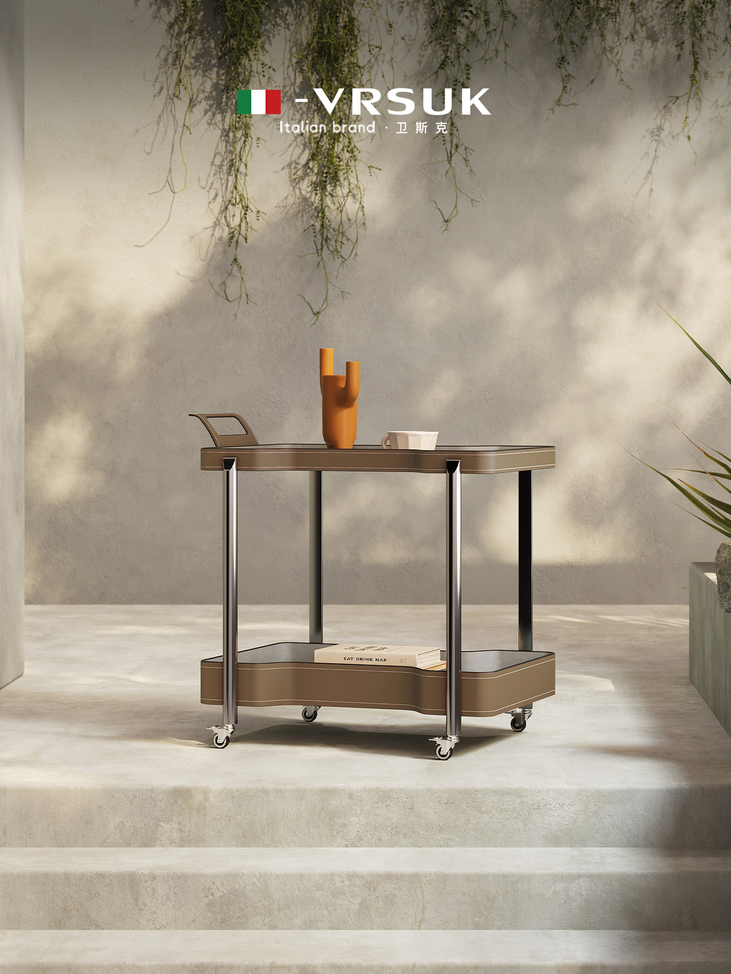 VRSUK意式轻奢茶台推车北欧现代简约客厅沙发设计师小户型边几车