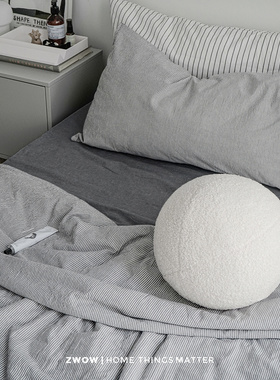 造卧zwow四季款高级灰色条纹水洗棉日系民宿北欧ins床品男四件套