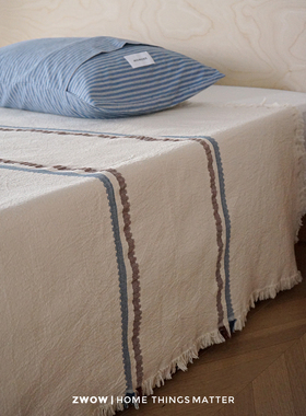 造卧zwow复古中古风肌理感色织纯棉全棉床盖床垫毯盖毯沙发毯床单