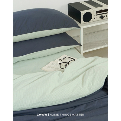 双拼四件套全棉条纹北欧